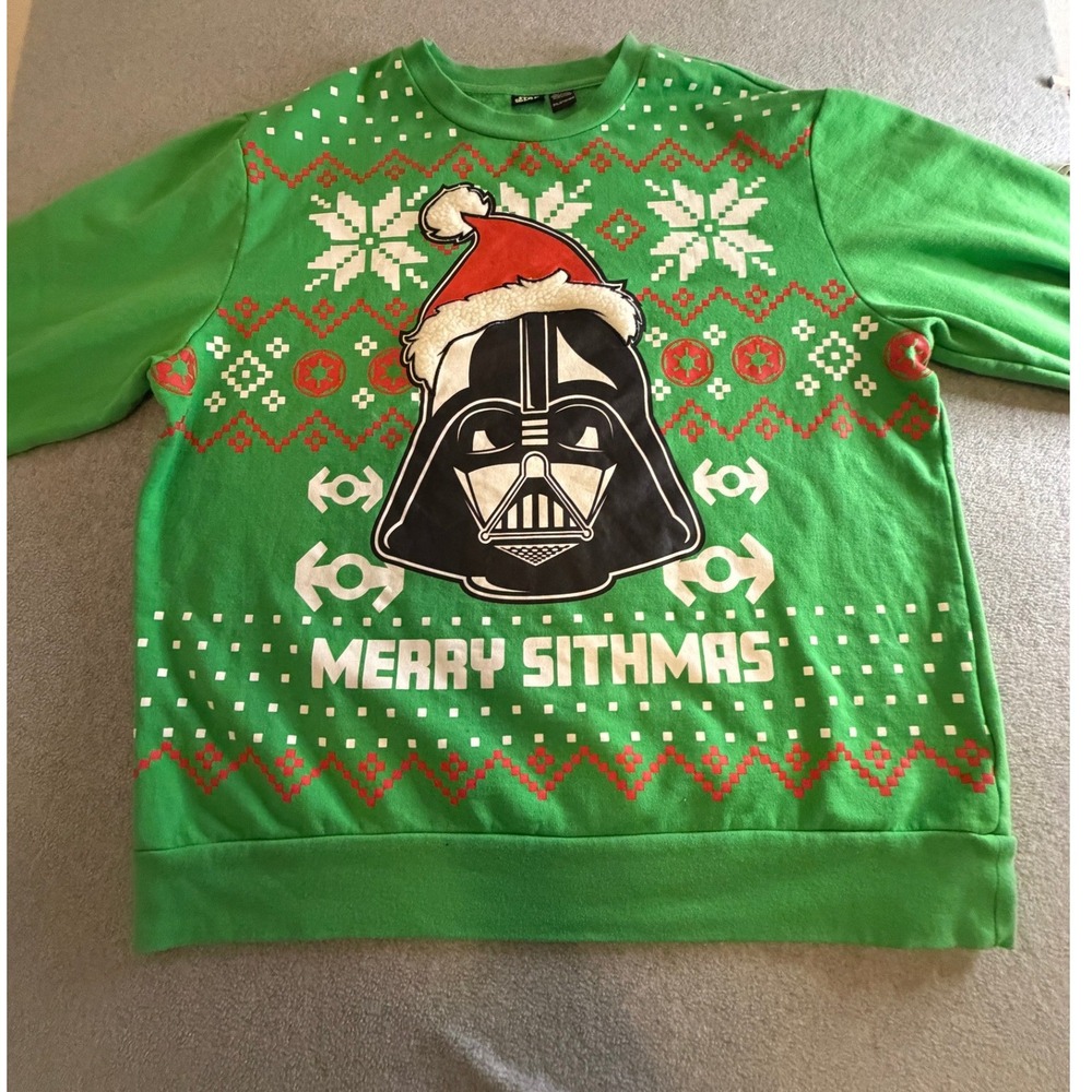 Star Wars Darth Vader Merry Sithmas Christmas‎ Sweatshirt Green Mens 2XL Holiday